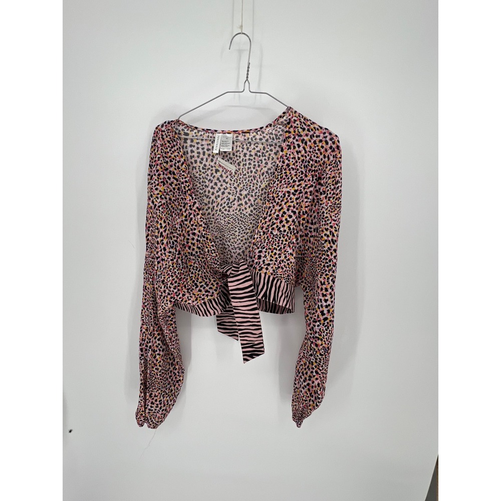 Sanctuary Womens Crop Top Mixed Animal Print Pink XL